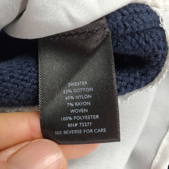 Simply Vera Vera Wang Lace Up Mock Layer Sweater Navy Blue White Size Small - Picture 8 of 12